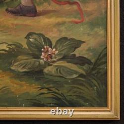 Tableau huile sur toile romantique peinture style ancien 900 cadre 20ème siècle