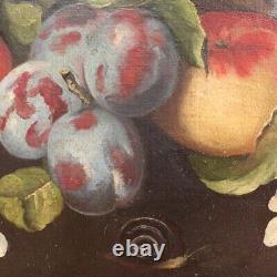 Tableau italien huile sur toile peinture nature morte fruits style ancien 900