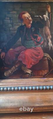 Tableau orientaliste ancien huile sur panneau zouave Maroc Afrique du Nord