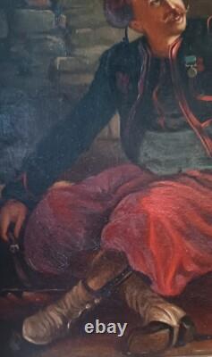 Tableau orientaliste ancien huile sur panneau zouave Maroc Afrique du Nord