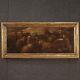 Tableau Paysage Peinture Ancienne Huile Sur Toile Chèvres Animaux 17ème Siècle