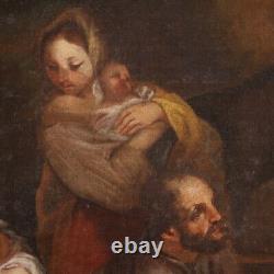 Tableau paysage scène genre ancien huile toile peinture italienne 18ème siècle