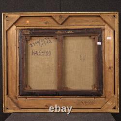 Tableau paysage scène genre ancien huile toile peinture italienne 18ème siècle