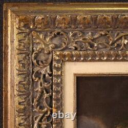 Tableau paysage scène genre ancien huile toile peinture italienne 18ème siècle