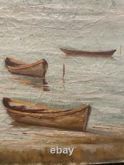 Tableau peinture ancienne marine, bateau XIXe