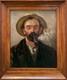 Tableau Peinture Ancienne Portrait Fumeur De Pipe Xixe