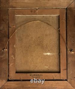 Tableau peinture ancienne portrait fumeur de pipe XIXe