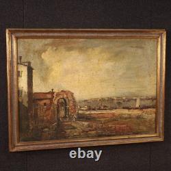 Tableau peinture huile sur toile paysage marine cadre 20ème siècle style ancien
