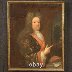 Tableau portrait ancienne peinture huile sur toile français cadre 18ème siècle