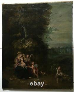 Tableau religieux ancien, Huile sur toile, Ecole flamande XVIIe