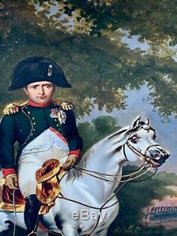 Tableaux Anciens Napoléon Historique Huile Sur Papier Empire Armée Chevalier