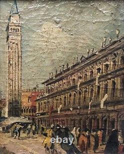 Tableaux Anciens, Vues De Venise, Paire d'Huiles Sur Toile, Peinture, XXe