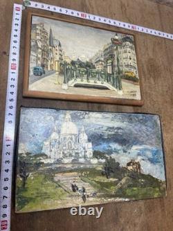 Tableaux ancien Paris huile sur Bois lot de 2 années 85 Et 86 Signés T Erika