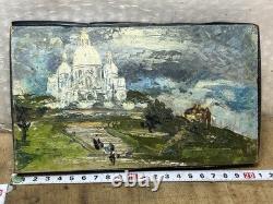 Tableaux ancien Paris huile sur Bois lot de 2 années 85 Et 86 Signés T Erika