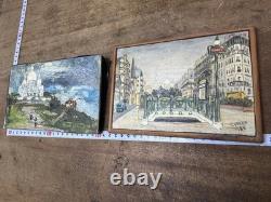 Tableaux ancien Paris huile sur Bois lot de 2 années 85 Et 86 Signés T Erika