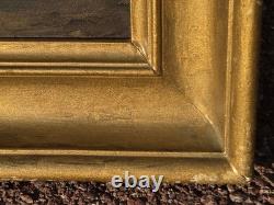 Tableaux ancien. Paysage Marin Voilérs Peinture huile sur panneau bois