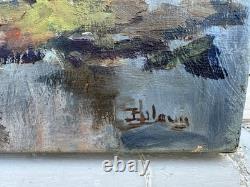 Tournant De L'ourthe / Eli Louis / huile sur toile, tableau ancien, peinture