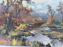 Tournant De L'ourthe / Eli Louis / huile sur toile, tableau ancien, peinture