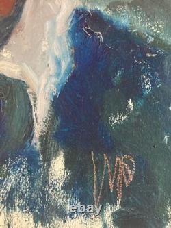 Très Belle Peinture Huile sur panneau bois Homme Portrait 1960 Ancien Signé Art