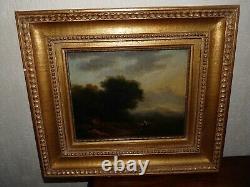 Très Rare ancienne Peinture huile sur panneau scène pastorale du 18ème