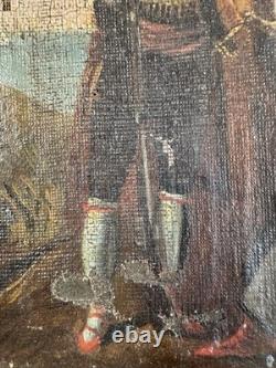 Très ancienne huile sur toile XVIIIe XIXe pêcheurs Napolitains Naples Italie