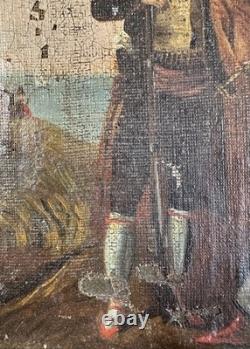 Très ancienne huile sur toile XVIIIe XIXe pêcheurs Napolitains Naples Italie