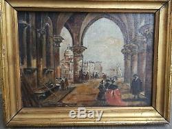 Venise, ancien tableau huile sur toile fin XIX ème s