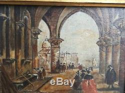 Venise, ancien tableau huile sur toile fin XIX ème s