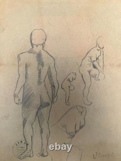 Vincent Van Gogh (fait main) dessin à l'huile sur papier ancien signé et