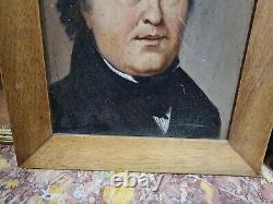 XIX ème s, ancien portrait d'homme, huile sur panneau non signée
