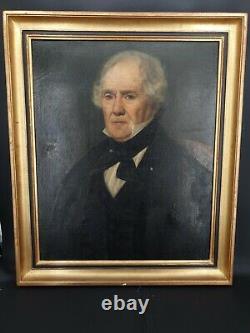 XIX ème s, ancien portrait d'homme huile sur toile
