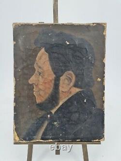 XIX ème s, ancien portrait d'homme, huile sur toile