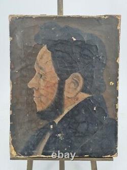 XIX ème s, ancien portrait d'homme, huile sur toile