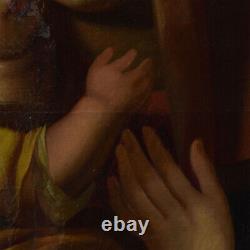 XVIII-XIX siecle Peinture ancienne à l'huile sur toile Vierge à l'enfant 95,5x71